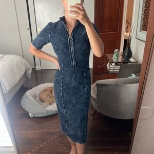 Desigual Dark Blue Zip-Up Midi Dress